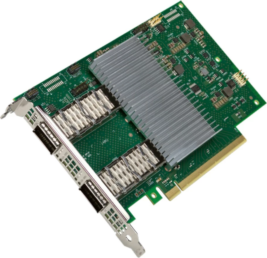 Kartë rrjeti Intel E810-2CQDA2, PCI Express 4.0, 200Gbps, 2x QSFP28, green-grey