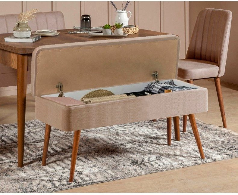 Set tavoline me karrige, zgjatshme, 5 pjesë, Skye Decor, Vina 0900-4, ngjyrë arre, gur