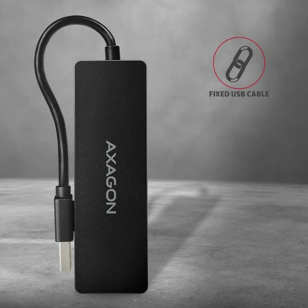 Kasë USB AXAGON HUE-G1A, 4 porta, USB 3.2 Gen 1, kabllo 14cm, e zezë
