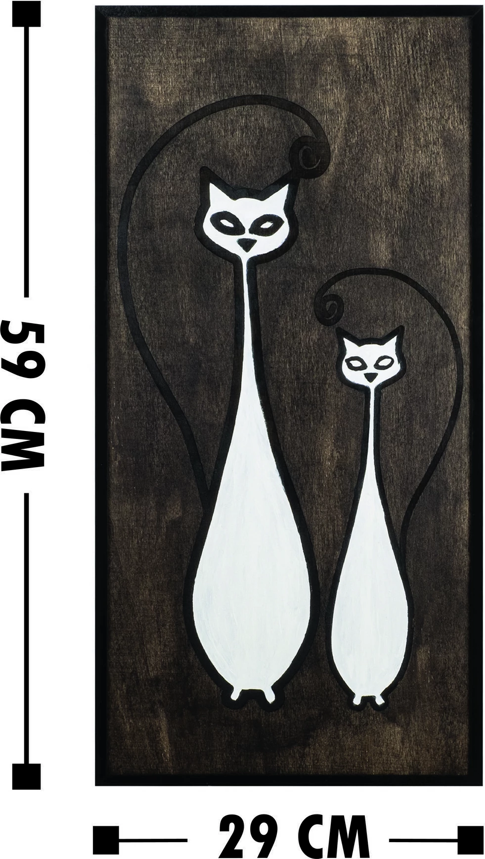 Aksesor dekorativ prej druri për mur, familje mace, Wallity