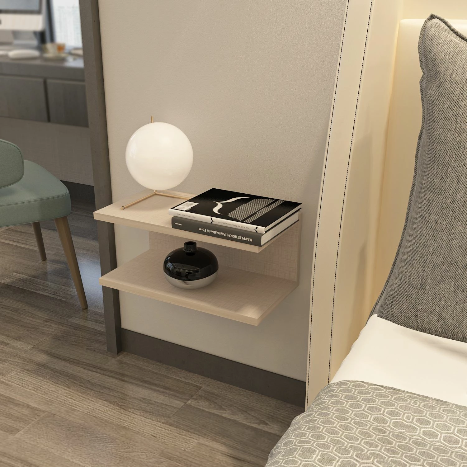 Komodinë natës, ngjyrë bezhë, Skye Decor, Ramira