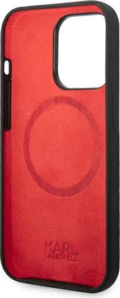 Mbështjellës Karl Lagerfeld KLHMP14XSLMP1K për iPhone 14 Pro Max 6.7", silikon, MagSafe, zi