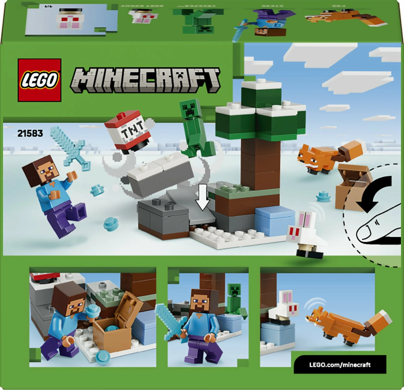 Set ndërtimi LEGO Minecraft 21583 Steve's Taiga Adventure, 79 copë, 6+