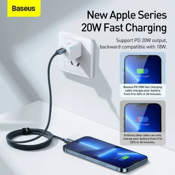 Kabllo USB-C në Lightning Baseus Crystal Shine 1.2 m 2.4A USB 2.0, e zezë, 1 copë