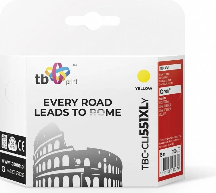 Toner TB Print TBC-CLI551XLY, për Canon Pixma, e verdhë