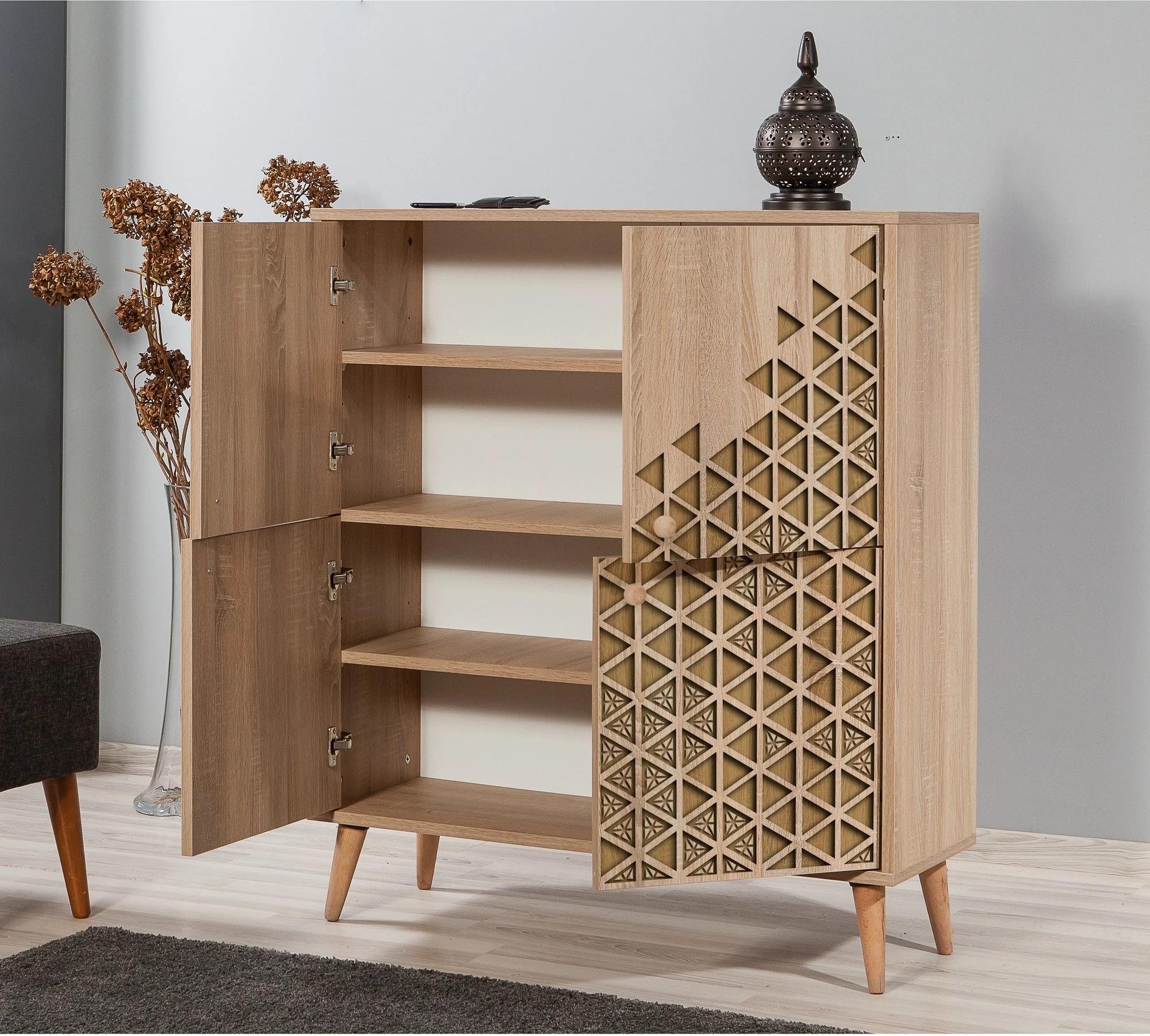 Dollap multifunksional Hanah Home, Multilux-120, ngjyrë lisi Sonoma