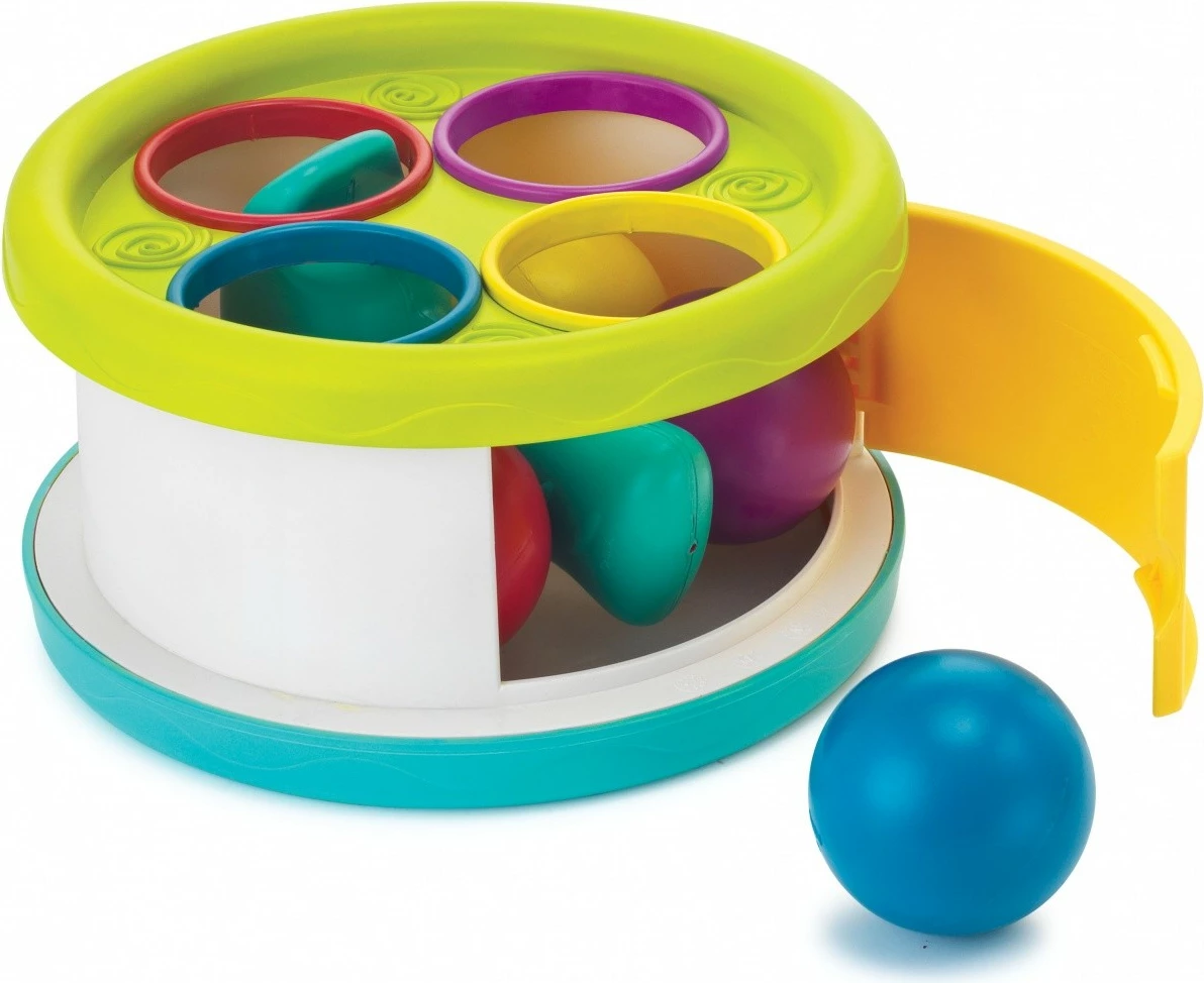 Lodër sorter B-kids Sorting Drum me toptha dhe çekiç, Verdhë, për fëmijë