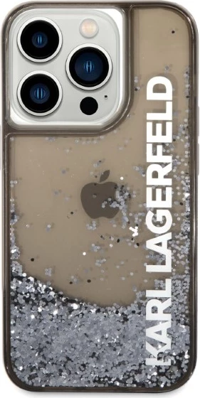 Mbështjellës Karl Lagerfeld Liquid Glitter Elong për iPhone 14 Pro Max, zi