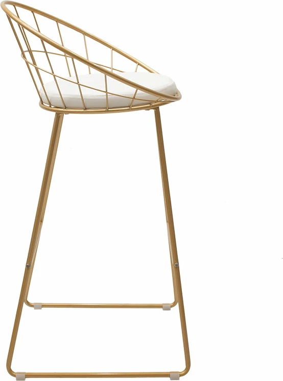 Karrige për bar, metalike, ngjyrë ari, me jastëk PVC të bardhë