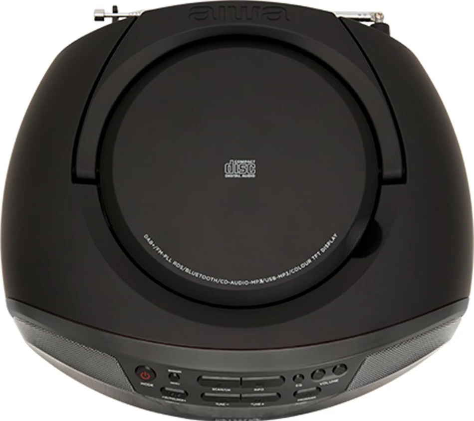 Radio boombox AIWA BBTU-500DAB/BK, CD/MP3/USB/Bluetooth, DAB+/FM-RDS, 6W RMS, ekran 2.4\", e zezë