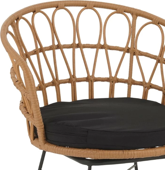 Karrige Felicia rattan natyral-këmbë metalike të zeza D60x81cm