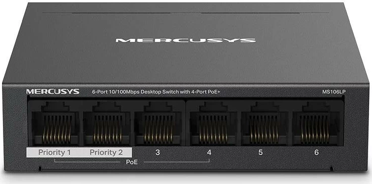 Switch Mercusys MS106LP, 6-Port, 4-Port PoE+, bardhë-zi