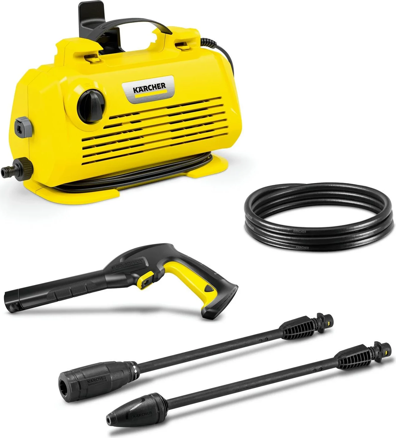 Pastrues me presion i lartë, Karcher, K 2 Premium Horizontal (1.600-933.0), 110 bar, 360 l/h, 1.4 kW, zorrë 5 m, e verdhë