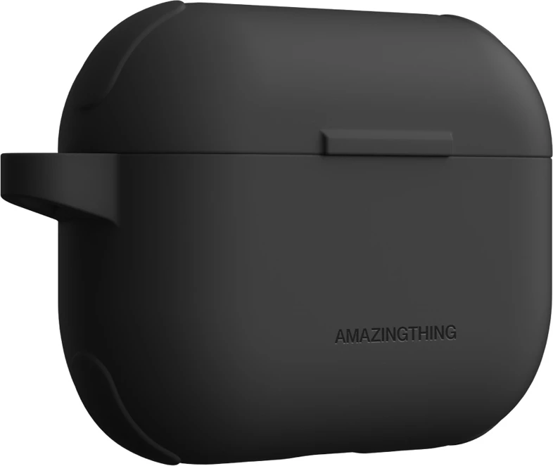 Mbështjellës AmazingThing Omni Case Titan për Apple AirPods Pro 3, silikon, me karabinë, kompatibil me karikim wireless, i zi