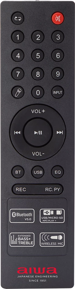 Altoparlant Bluetooth Aiwa KBTUS-400 50W RMS / 400W PMPO me RGB LED, set me 2 mikrofonë + telekomandë, i zi