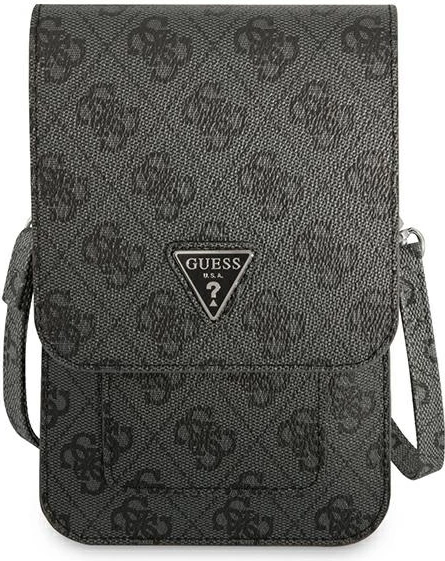 çantë smartphone/portofol Guess GUWBP4TMGR 4G Triangle, lëkurë artificiale, 17.5×11.5 cm, me rrip të heqshëm, e zezë