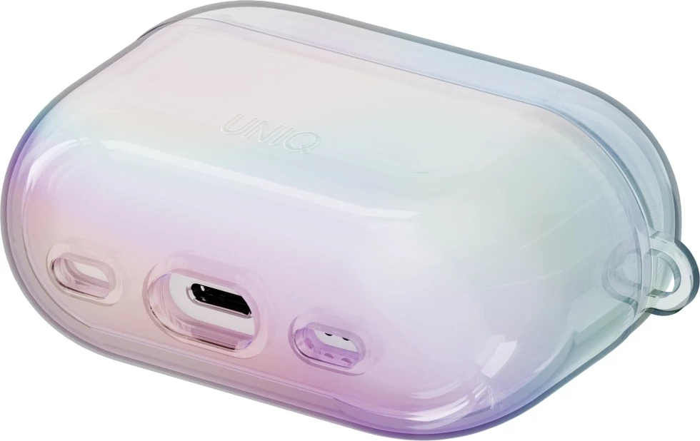 Mbështjellës UNIQ Iridescia për AirPods Pro 2, Holo White me karabiner
