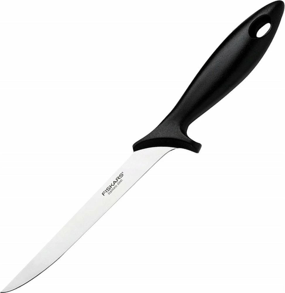Thikë filetuese Fiskars Essential 1065567, teh 18 cm, çelik inox, dorezë polipropileni, e zezë