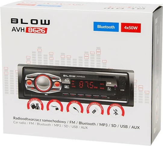 Radio veture BLOW AVH-8626, MP3/USB/SD/MMC/BT, e zezë me pilot