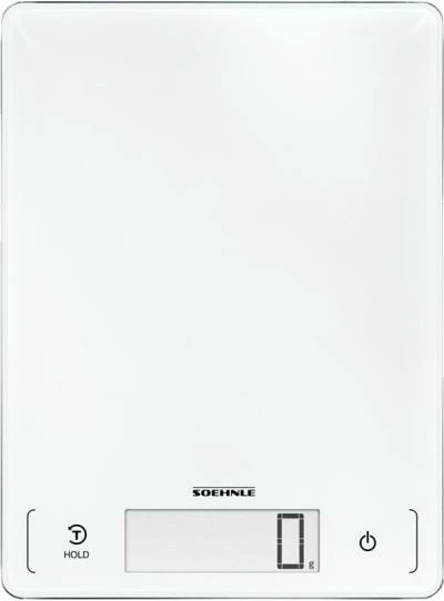 Peshore kuzhine dixhitale, Soehnle, Page Profi 300 (61507), kapacitet 20 kg, LCD i madh, sensor-touch, funksion HOLD, sipërfaqe qelqi, e bardhë