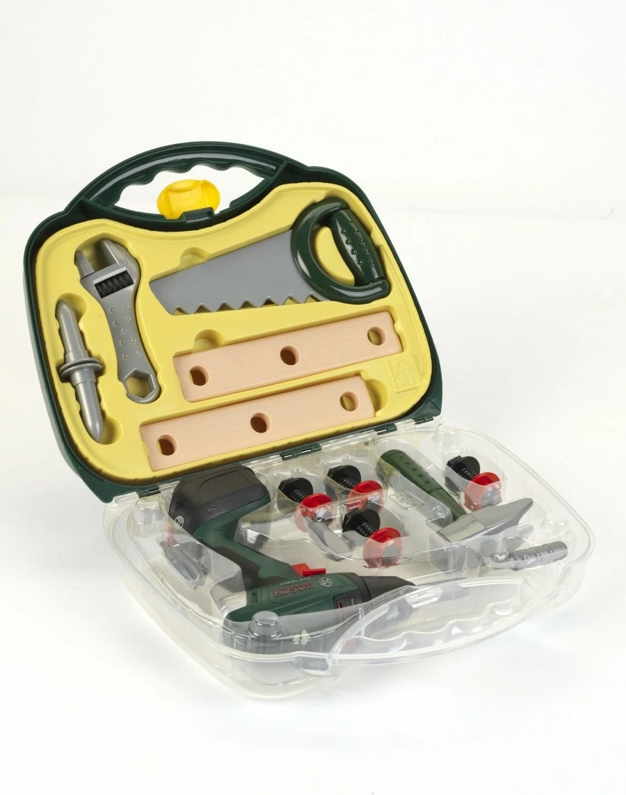 Set lodrash veglash Klein Bosch Toolbox me drill, për fëmijë, Gri/Gjelbër