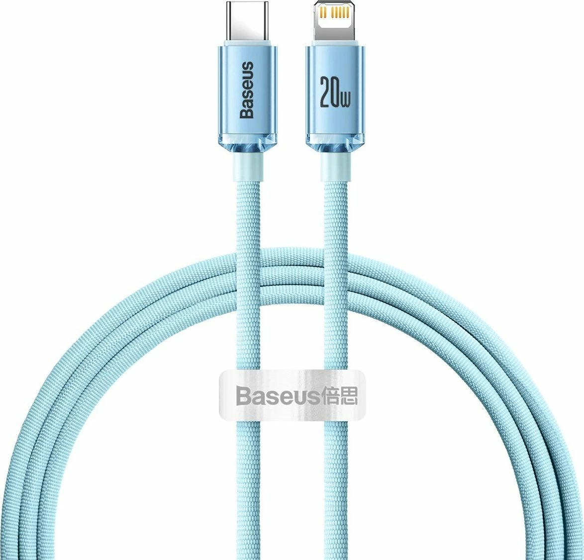 Kabllo Baseus Crystal Shine BSU3637/CAJY001303 USB-C në Lightning 1.2 m PD 20W, e kaltër e çelët