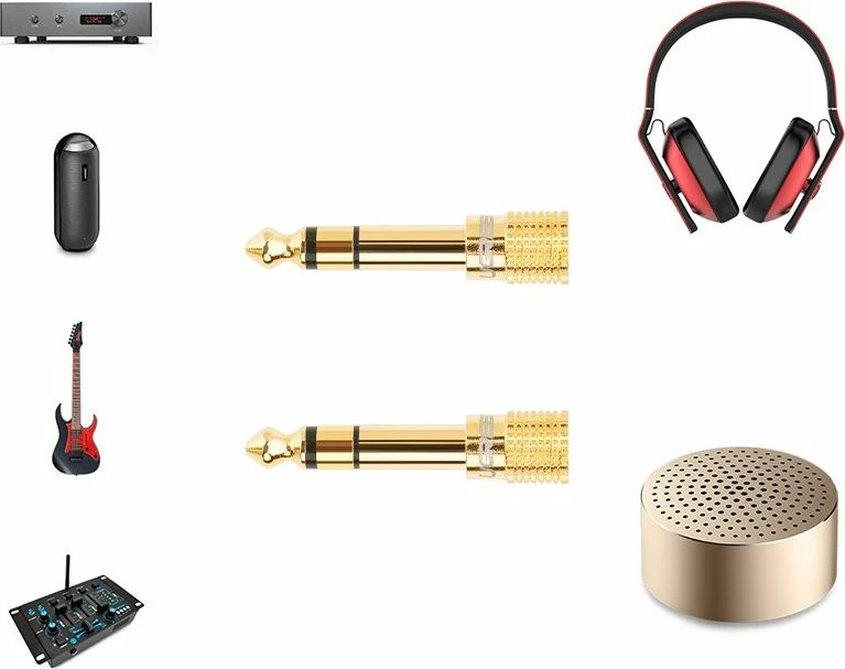 Adapter jack audio Ugreen 20503, 3.5mm femër në 6.3mm mashkull, gold-plated, i artë