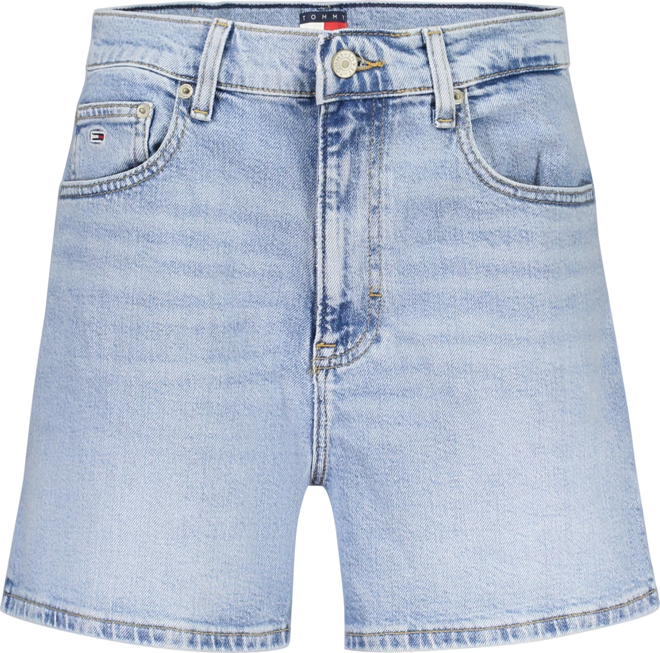 Shorce për femra TOMMY HILFIGER Jeans Mom, kaltër e çelët