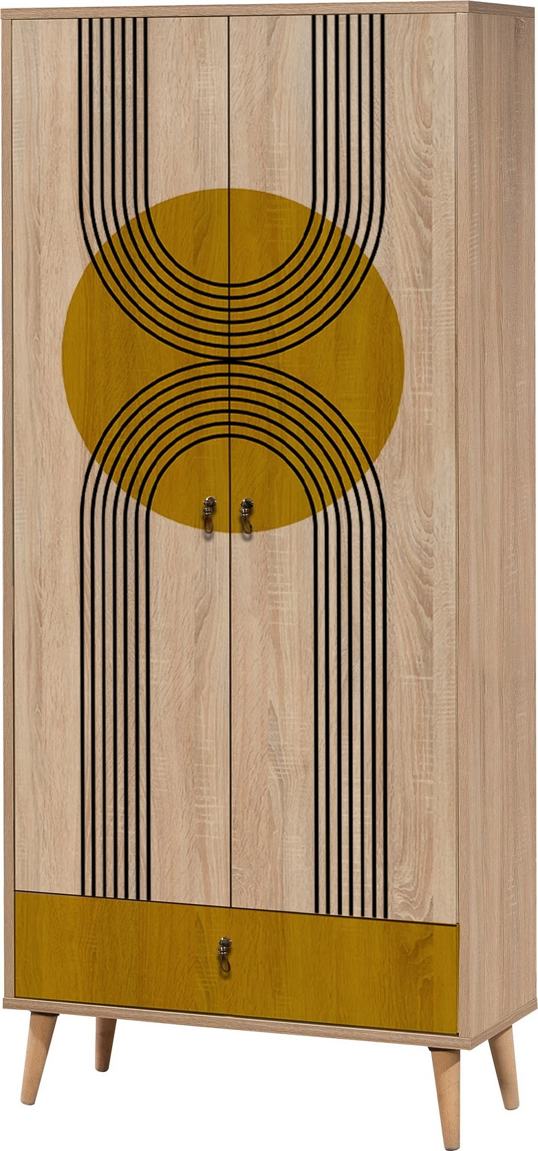 Dollap Hanah Home, City Gradrop Sun, shumëngjyrësh, me dizajn abstrakt, 80x190x45cm
