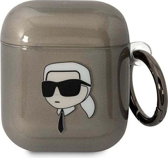Mbështjellës Karl Lagerfeld KLA2HNIKTCK për AirPods 1/2, me unazë, i zi