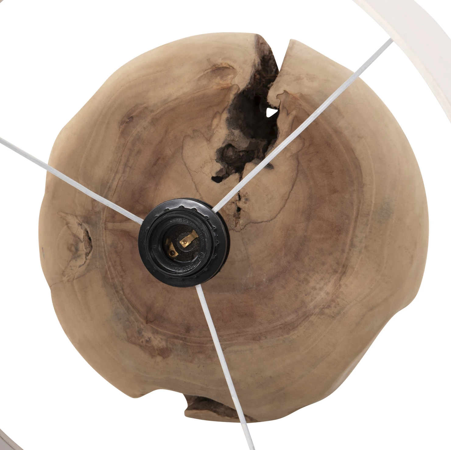 Lampë tavoline ORANYE FH4421 dru tik-PVC e bardhë Φ40x53Hcm