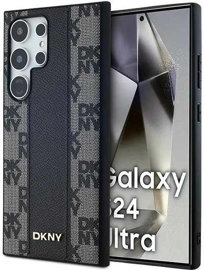 Mbështjellës DKNY Leather Checkered Mono Pattern MagSafe për Samsung Galaxy S24 Ultra, i zi