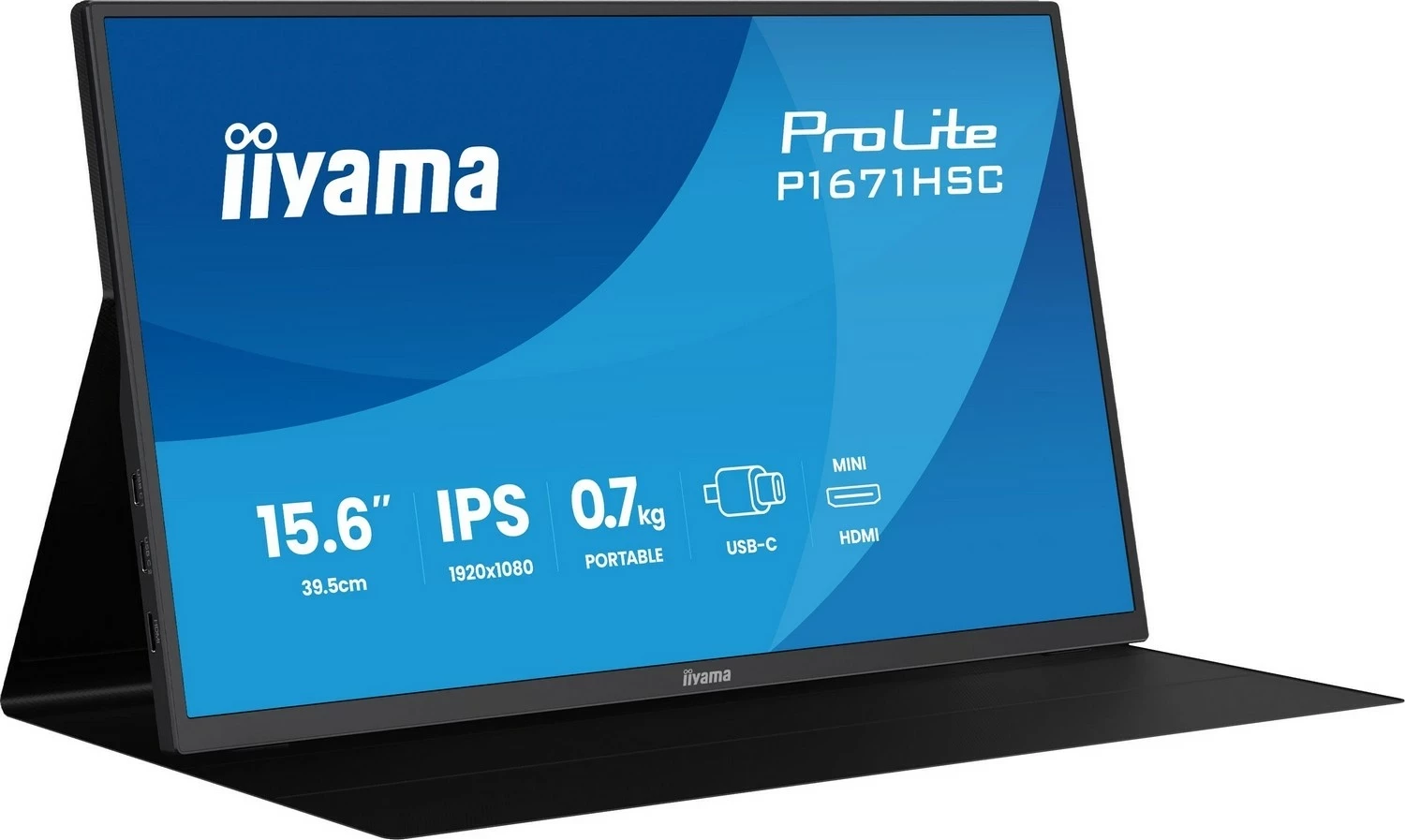 Monitor iiyama ProLite P1671HSC-B1, 15", Full HD, IPS, USB-C, miniHDMI, zi
