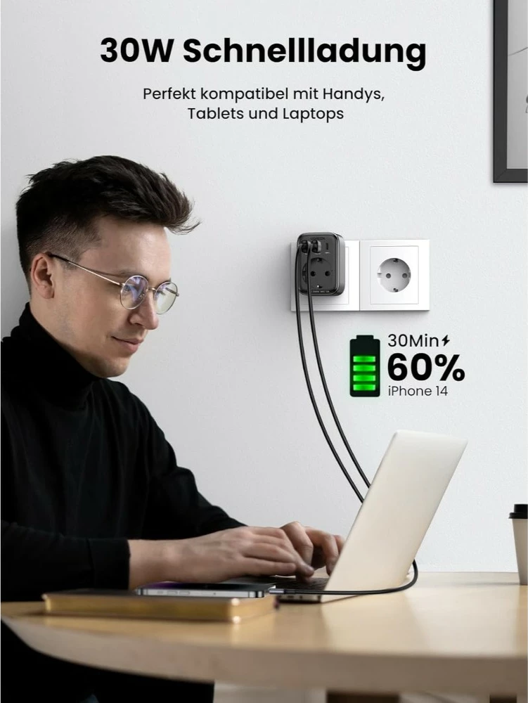 Karikues universal Ugreen 90613, 4 porta, USB-A/USB-C, 2990W, i zi