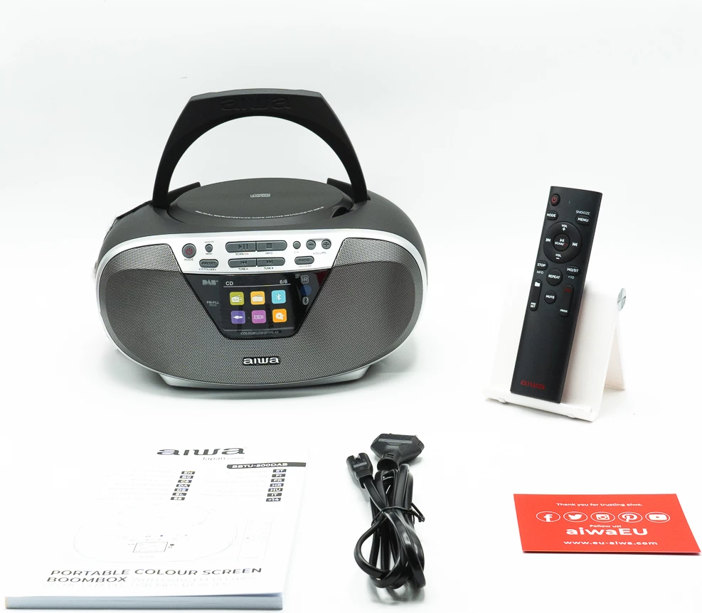 Boombox AIWA BBTU-500DAB/SL, CD/MP3, DAB+/FM, Bluetooth 5.0, USB 64 GB, gri/argjendtë, me telekomandë