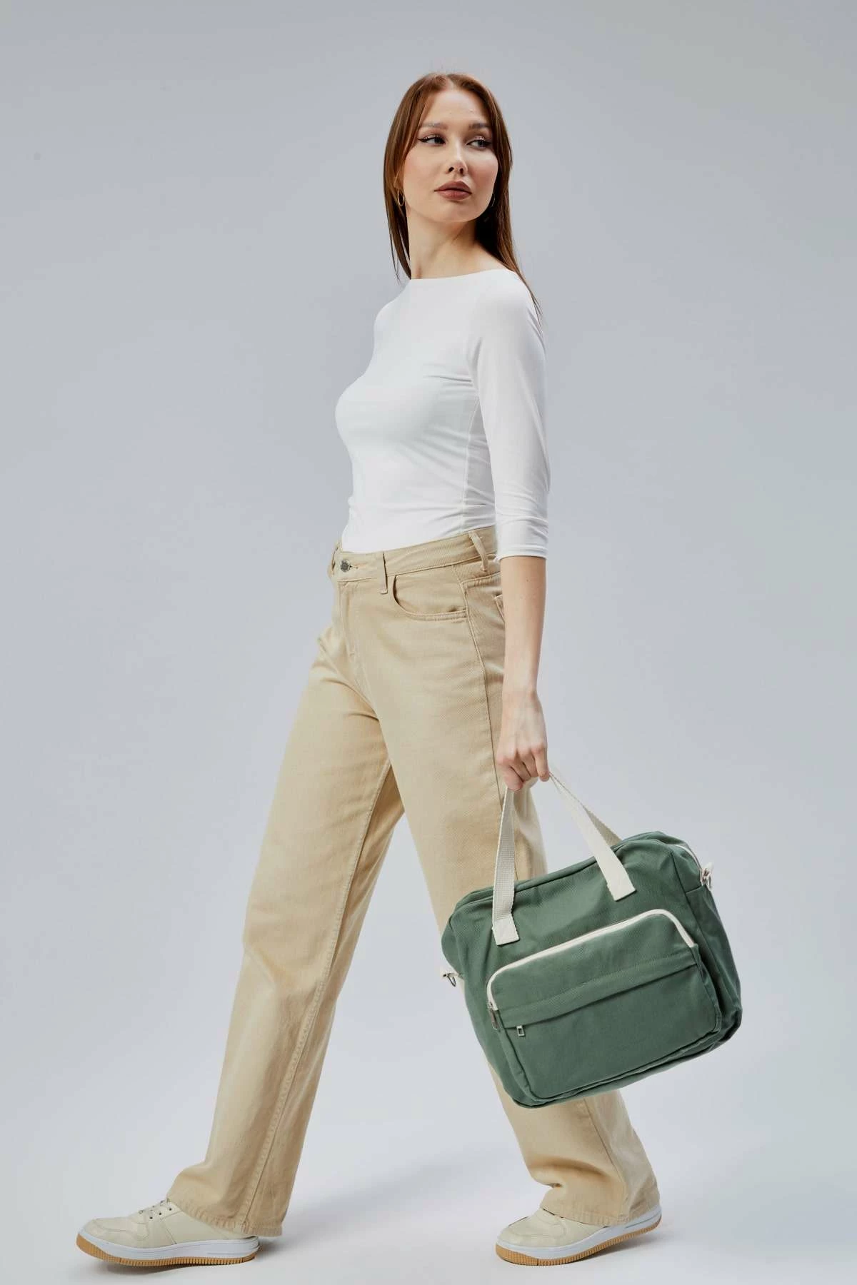 Çantë tote Zoozie Bags, e gjelbër, 33x30x10cm