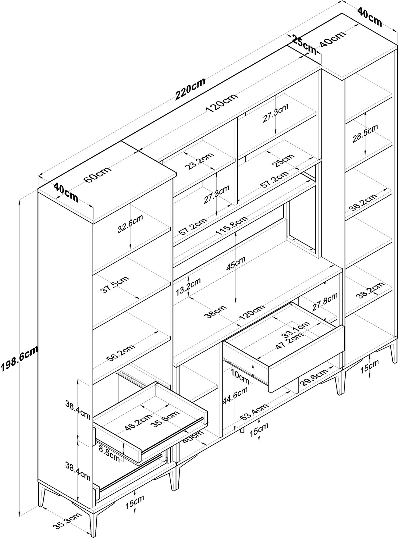 Dollap multifunksional Hanah Home, JE132 - 3053, ngjyrë e bardhë