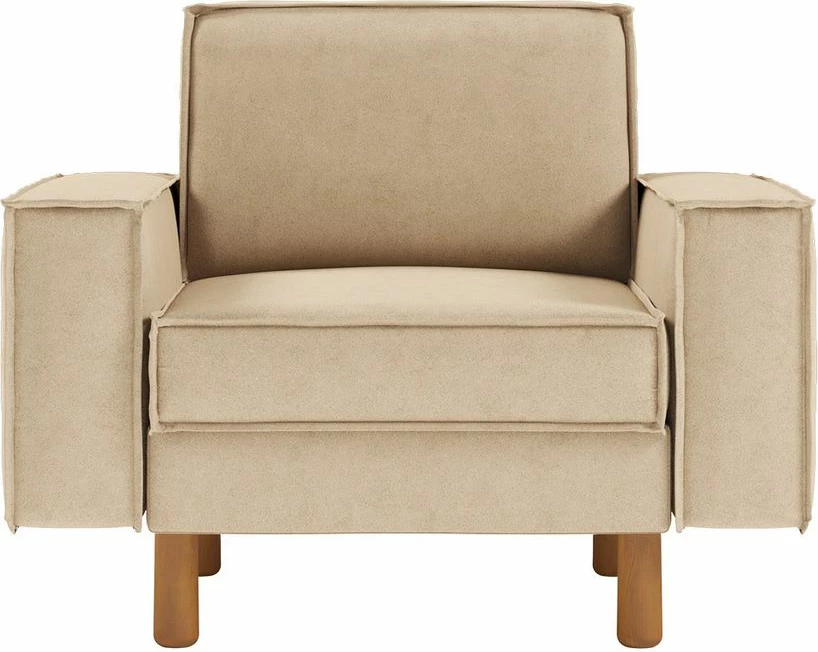 Karrige një vendëshe Atelier del Sofa, ngjyrë rëre, këmbë dru arre, Sparrow 1