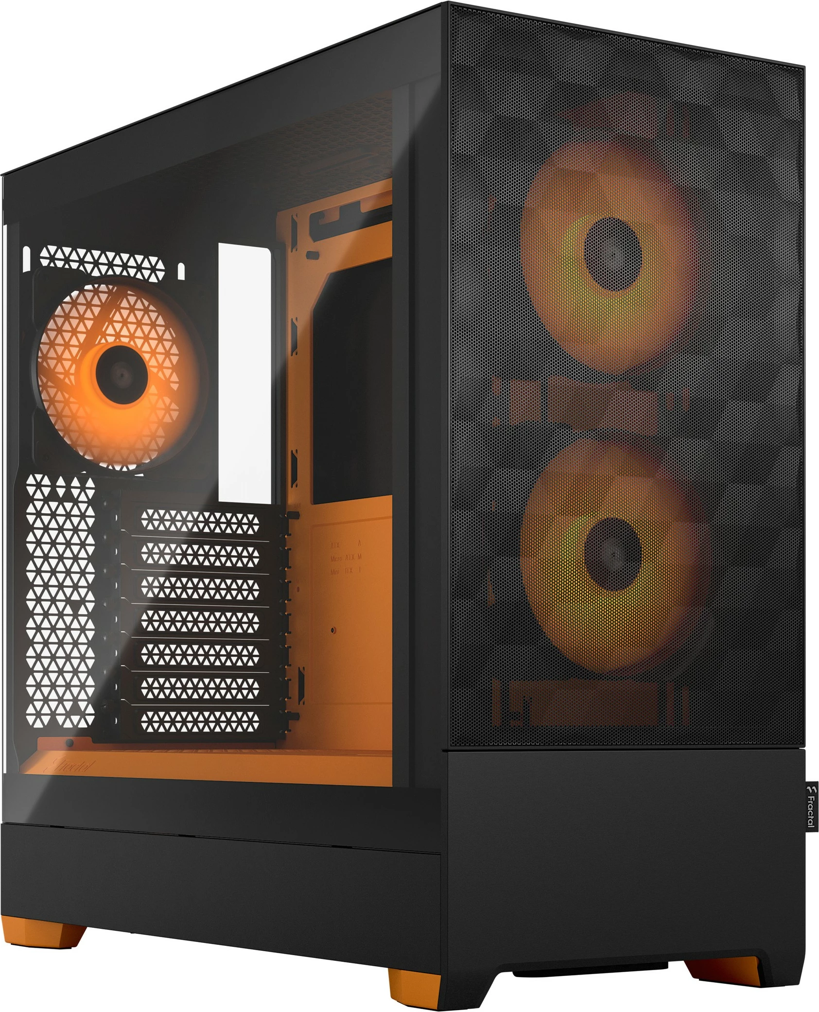 Kasë Fractal Design Pop Air RGB Orange Core TG Clear Tint, midi tower, xham i temperuar, RGB, e zezë/portokalli