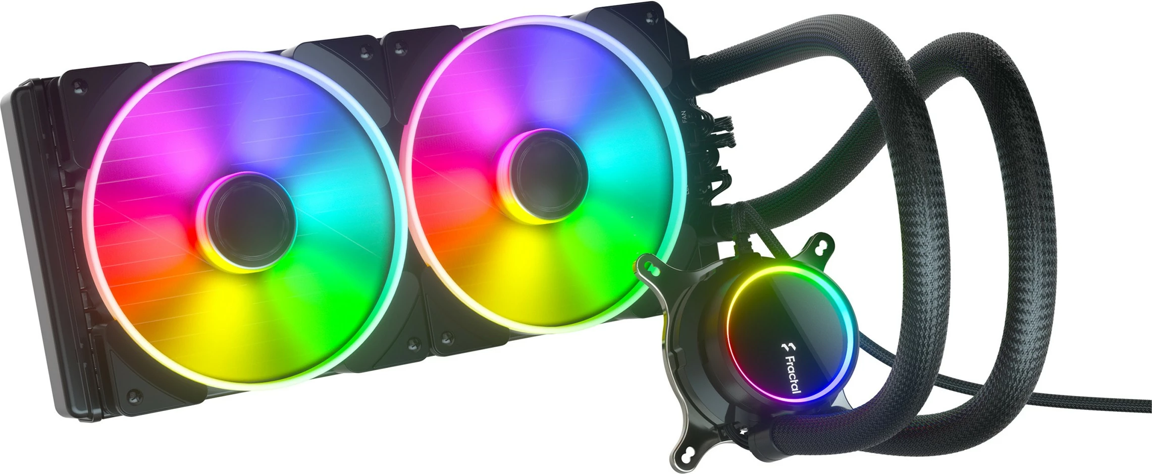 Ftohës me lëng Fractal Design Celsius+ S28 Prisma, ARGB, 2x ventilatorë, 280mm, zi/bardhë