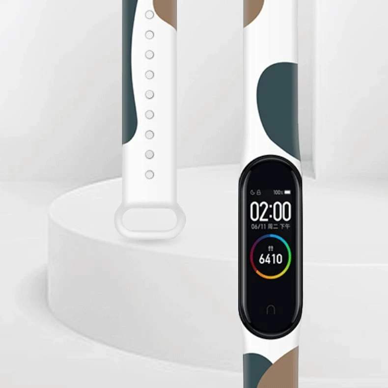 Rrip silikoni Hurtel Strap Moro për Xiaomi Mi Band 3/4, kamuflazh, Bardhë/Gjelbër/Verdhë