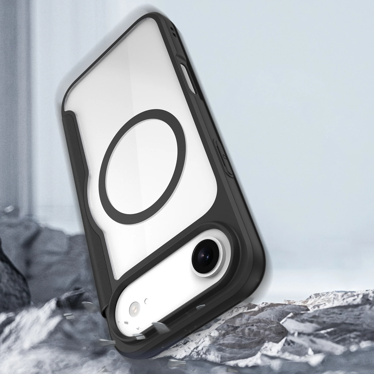 Mbështjellës Dux Ducis Skin X Pro për iPhone 17 Air, me portofol, MagSafe, e zezë