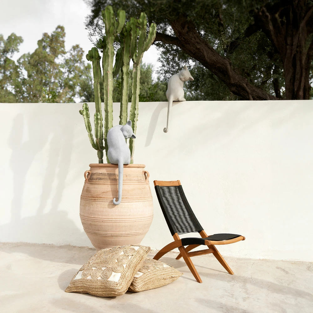 Dekor mace ulëse, gur i sinterizuar, ngjyrë gri e çelët, 34x29x80cm