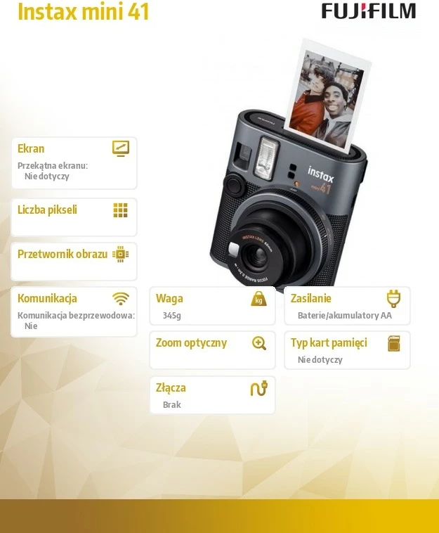 Aparat fotografik instant Fujifilm Instax Mini 41, i zi