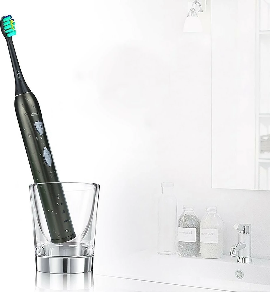 Furçë dhëmbësh elektrike Media-Tech MT6510, sonike, me bateri të integruar, e zezë, set me 2 koka dhe kuti udhëtimi