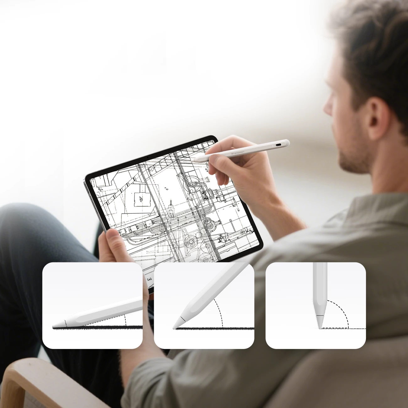 Stylus Wozinsky WRA-08 për iPad, USB-C Fast Charging, Bardhë