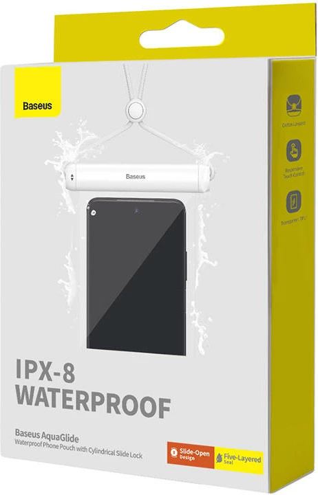 Mbështjellës i papërshkueshëm nga uji për celular Baseus AquaGlide, me cilindër mbyllës, i bardhë