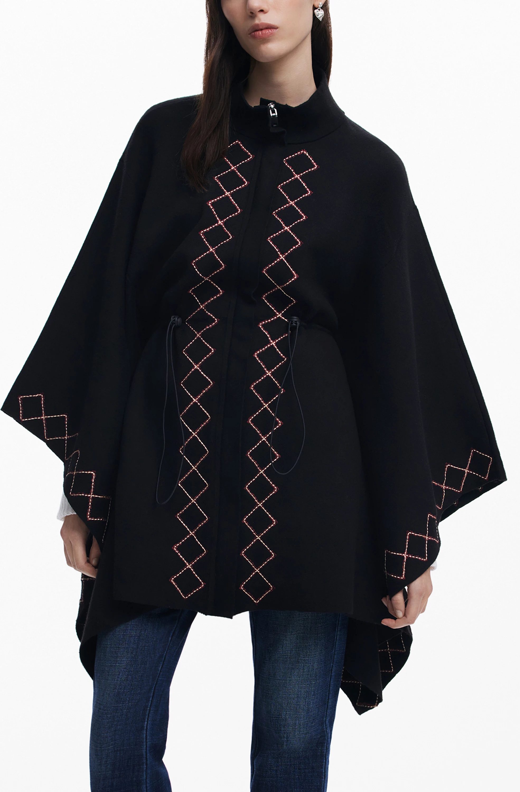 Poncho DESIGUAL Aldama për femra, e zezë