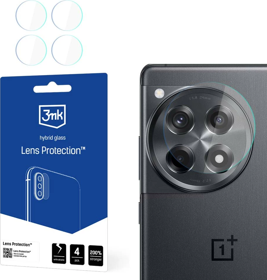 Mbrojtës xhami hibrid për kamerë, 3mk Protection Lens Protection, për OnePlus 12R, Transparent