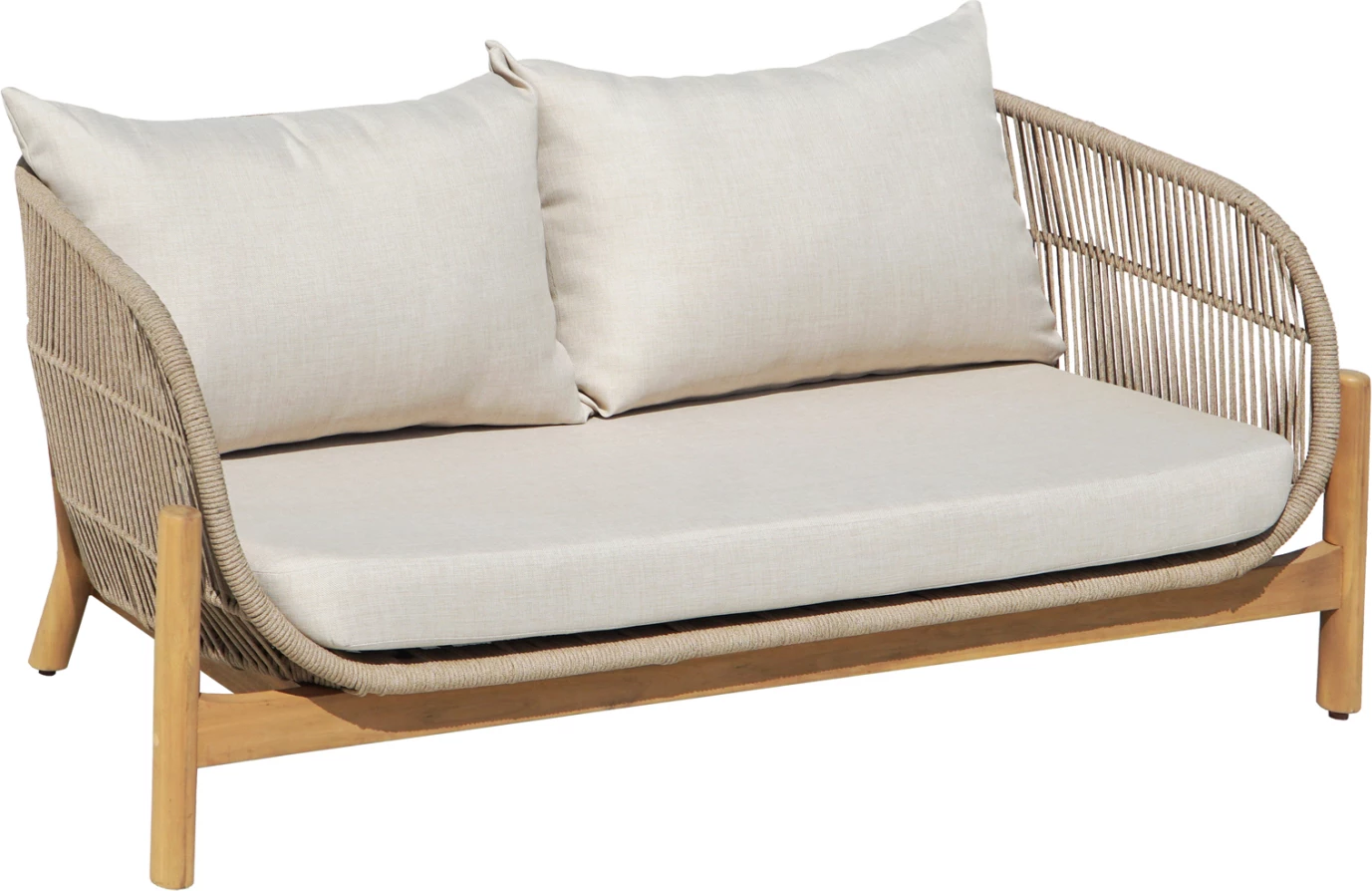 Divan për jashtë, dy ulëse, SANJI, dru akacie, alumin, litar, 163x77x70cm